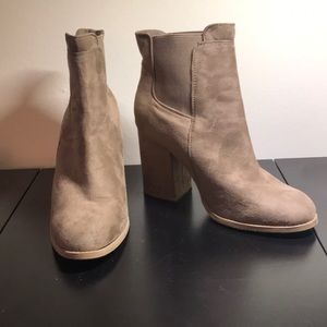Tan Suede Bootie Heels